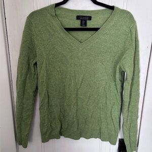 Tahari Light Green V-Neck Sweater
